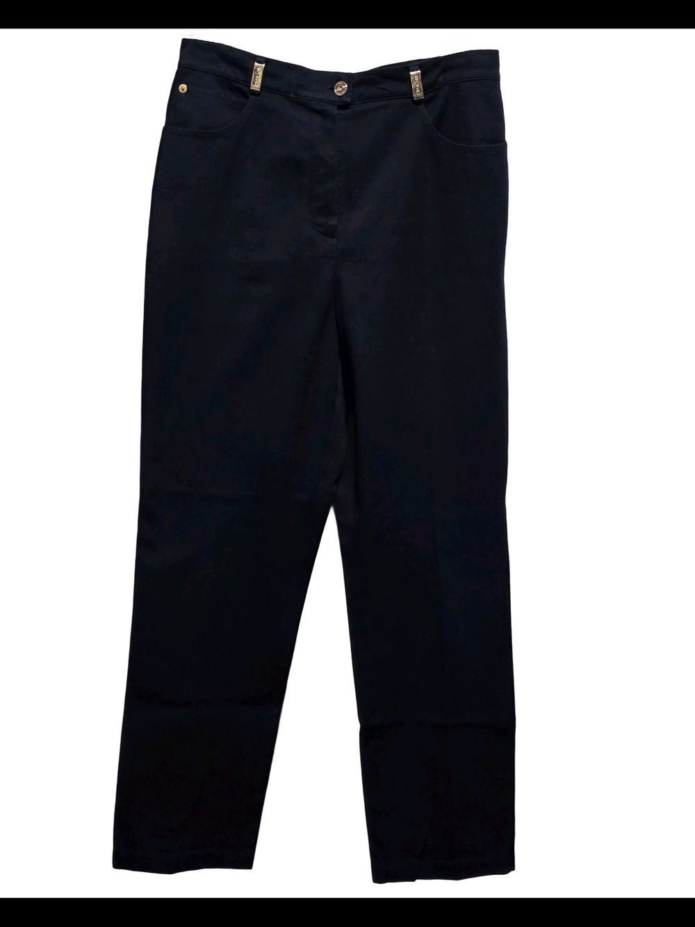 St. John Sport - Marie Gray Black Stretch Classic Black Straight-Leg Pants, sz 8 - Picture 3 of 8
